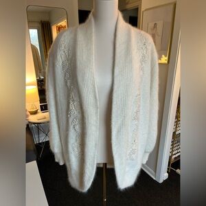 Vintage Ivory/Cream Angora Cardigan with Beading/Embroidery